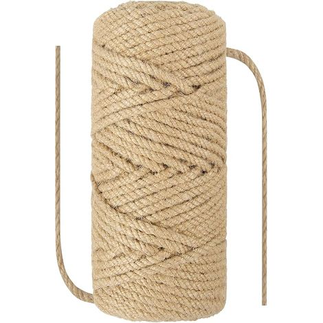 Corde de chanvre naturelle en sisal épais 4 mm x 100 m pour gratte-chat, post, jardin, liaison, artisanat, matériel d'emballage