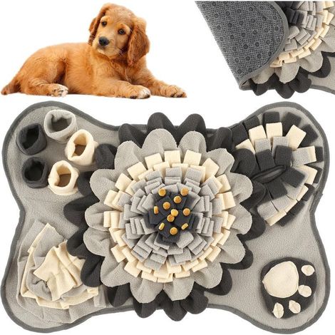 Tapis de Chien Snuffle Mat 64 43 cm pour Entraner Alimenter Tapis à Renifler Jouet Intelligent pour Chien Educateur Tapis de Fouille d'Antidérapant Sons BB Lavable Main Machine (Gris) (1/5)