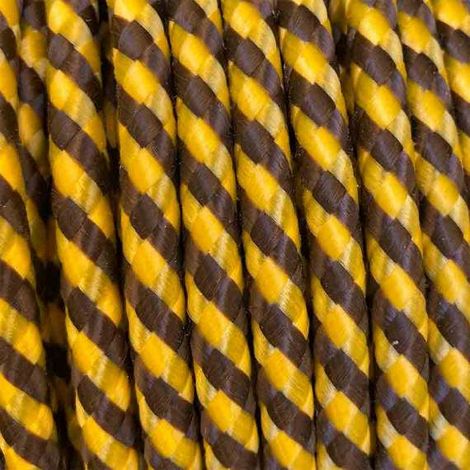 Fil Électrique Tissu Jaune et Noir 2x0,75mm² - Câble Électrique Textile de Qualité