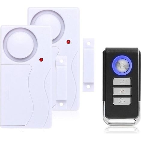 Alarme de Porte et Fenêtre - Alarme Antivol sans Fil avec Télécommande, Facile à Installer, 105db Très Fort (Comprend 2 Alarme et 1 Télécommande) (1/4)