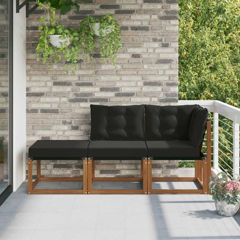 vidaXL  Outdoor Sectional Sofa Units  3 Piece Natural and Black
