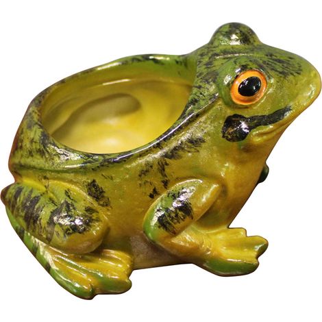 Maceta decorativa con forma de rana, hecha de resina, color verde, 11,3 x 10,3 x 7,5 cm, una bonita idea de regalo para el jardín. (1/5)