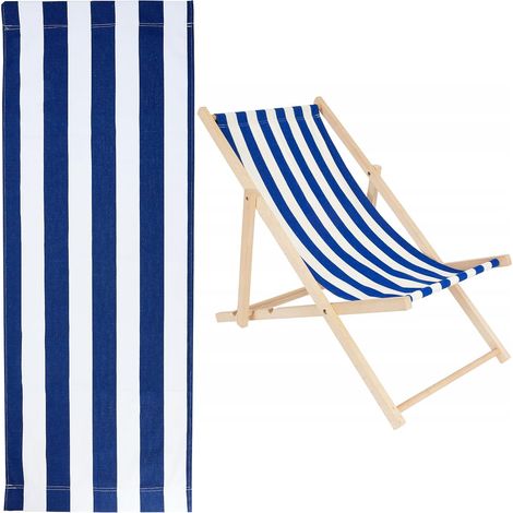 Toile de Remplacement pour Chaise Longue de Plage Tissu de Chaise Simple et Décontracté à Rayures Bleues et Blanches Chaise Pliante D'Extérieur en Tissu pour Bain de Soleil dans Le Jardin (1/5)