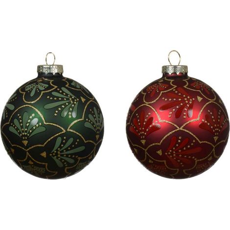 Kaeming Pallina di Natale - Rosso/Verde/Oro - 8 cm