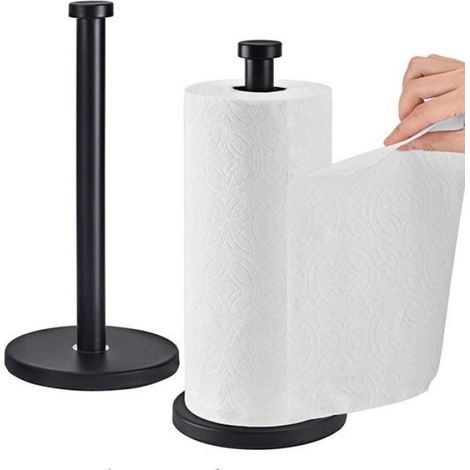 Porte-Rouleaux - Acier Inoxydable - Noir - Pour Papier Essuie-Tout - 1 Pièce (1/4)