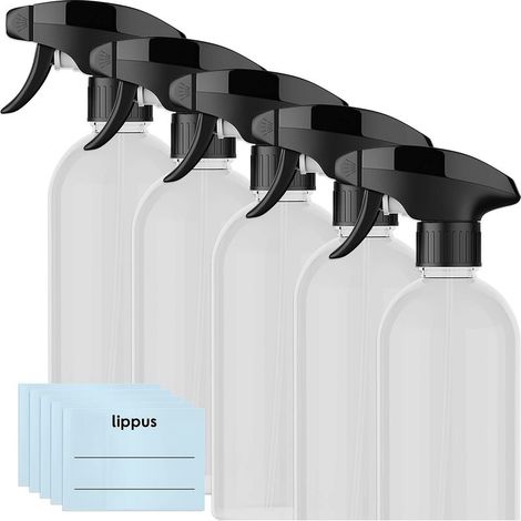 500-ml-Leersprühflaschen + beschreibbare Etiketten – RPET (recycelt) – 3 Sprühmodi – besonders stabil und langlebig – ideal für Reinigungsprodukte (1/5)