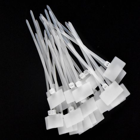 Lot de 200 Attache Cable Blanc, Plastique Cable Management, Attache Câble Plastique Serre, Attaches de Marqueur de Câble en Nylon, pour Ordinateur la Télé Bureau Marquage des Fils (1/5)