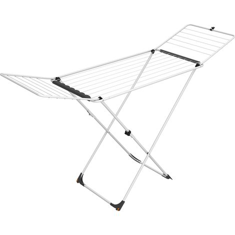 Étendoir à Linge à chevalet, Acier, Blanc, 5 x 55 x 129 cm (1/5)