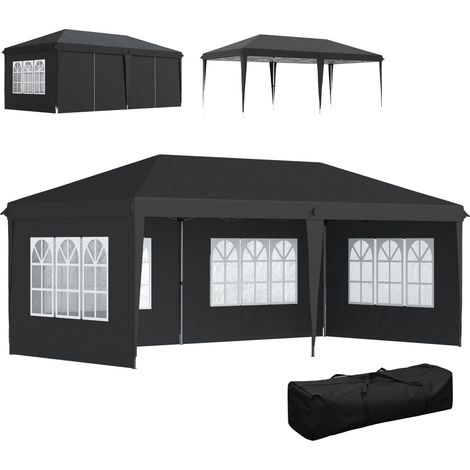 Pop-Up Waterproof Pavilion 3x6m with UV Protection, Black (1/5)