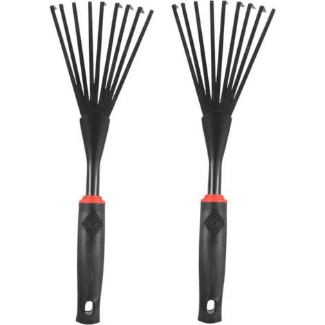 XEPHO 2 Pièces Râteau de Jardin Ergonomique Plastique Noir Lot de Outils de Désherbage Pratiques pour Jardinage Ameublissement et Entretien des Plantes