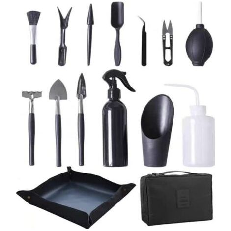 15 Pièces Outils pour Plantes Succulentes - Tapis de Rempotage de Plantes et Sac de Rangement, Mini Outils de Transplantation de Jardin pour l'Entretien des Plantes de Fleurs Fées Miniatures In (1/5)