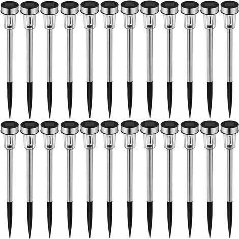 Lampada solare a LED colorata, ricaricabile, per giardino e illuminazione esterna – quantità assortite (24 pezzi bianchi) - Crezuo