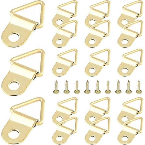 50 crochets pour cadres photo plaqués or, anneaux triangulaires, crochets pour cadres photo, crochets pour toiles, crochets muraux, avec vis, 2024 Ping (1/5)