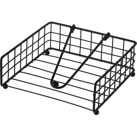 Portatovaglioli da Tavola Forma Quadrata Nero Industrial in Metallo 19x19x7 cm