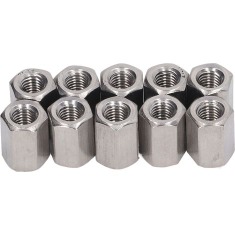 10 Pièces Écrous d'Accouplement Hexagonaux Longs Acier Inoxydable 304, Filetage M10 pour Liaisons Robuste (1/5)