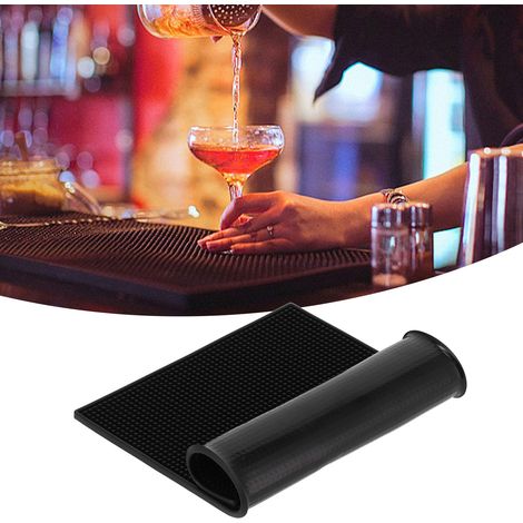 Dicke, rutschfeste Gummimatte, Tischset für Küche, Hotel, Restaurant, Café, schwarz (30 x 15 cm, 11,8 x 5,9 Zoll) (1/5)