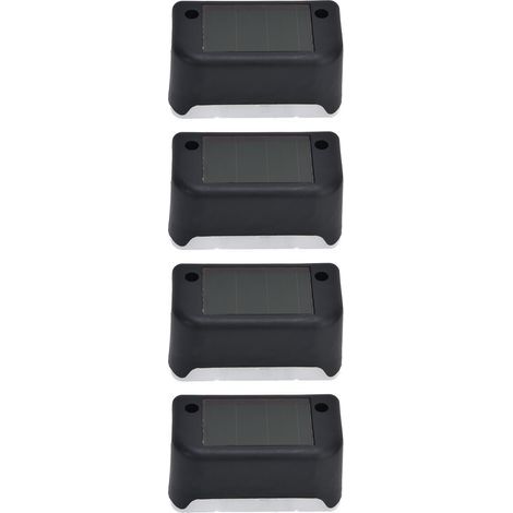 4 LED-Solar-Außenleuchten für Geländer, Treppen und Gartendekoration, schwarzes Gehäuse, je 1 LED, warmweißes Licht, 4 Stück mit integriertem Akku (1/5)