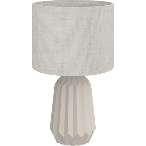 Keramik-Tischlampe mit beigem Leinenlampenschirm 22 x 22 x 39 cm MODENUIT (1/5)