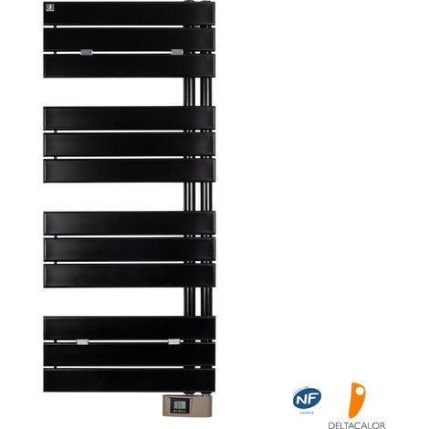 Deltacalor – Sèche-serviettes électrique asymétrique 500W – Thermostat digital avec programmation hebdomadaire – Détecteur de fenêtre ouverte – Pour 6 m²