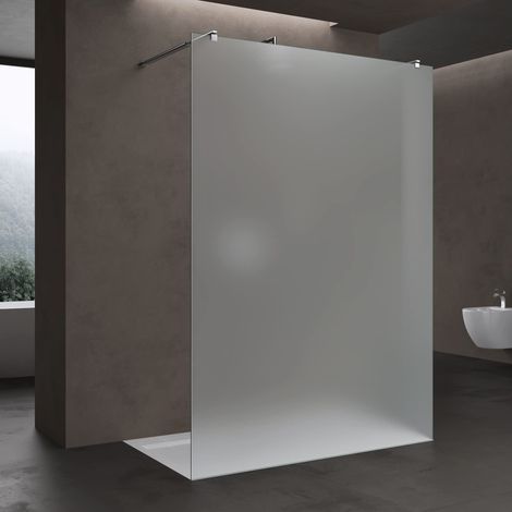 Doporro – Paroi de douche à l'italienne opaque 98x200 cm – Verre de sécurité 8 mm – Montage réversible avec stabilisateurs en acier inoxydable - Bremen01VS (1/5)