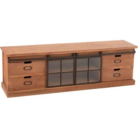 Meuble TV industriel 160x37x50,5 cm en bois et métal - HUSTRIO