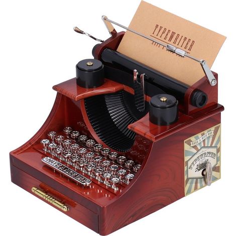 Vintage-Schreibmaschinenbox aus Holz mit Musikfunktion, Schublade, melodischem Aufziehmechanismus, Dekoration und Geschenk (1/5)