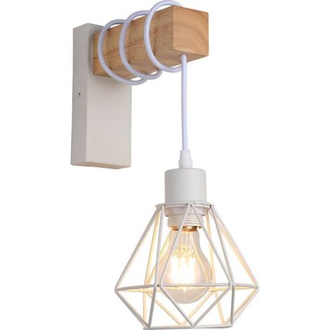 Aplique De Pared Nórdico Jaula "RODEN" - Madera Y Metal - Blanco (1/5)