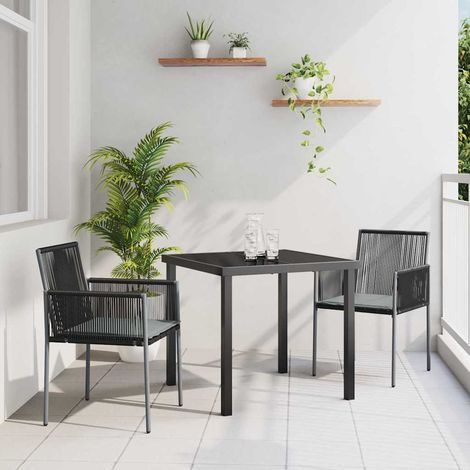 Conjunto de Comedor de Jardín 3 pcs Negro Poliratán vidaXL (1/5)
