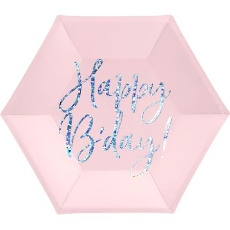PartyDeco Happy Birthday Teller, puderrosa, 20 cm / 6 Stück (1/5)