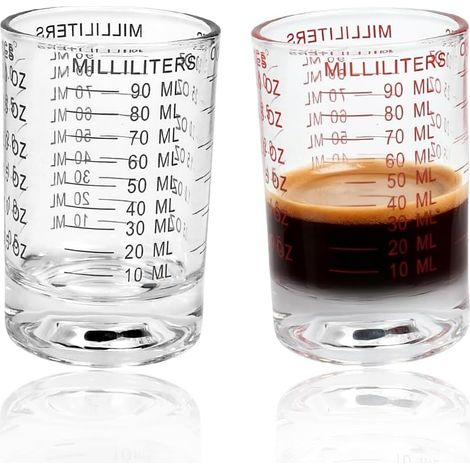 2PCS Tasses à Mesurer en Verre avec Échelle Claire, Verre Doseur en Verre 90 ml / 30 oz Verres à Shot Tasses à Mesurer Graduée Tasses de Mélange Café Cocktail Whisky pour Bar/Cuisine (1/5)