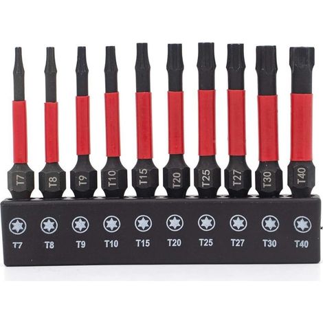 Embouts Torx, 10 embouts/50mm, pour atelier et réparation (1/5)