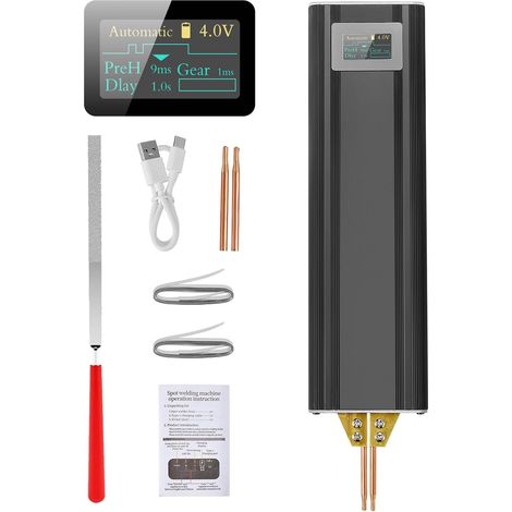 Soudeur par Points avec Batterie, Soudeuse par Points,5000 mAh, écran OLED, chargement Type-C, Automatique et Manuel, 80 Vitesses Réglables pour Les Batteries de Bricolage