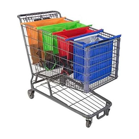 4 sacs chariot Sac de courses pliable compatible avec tous les chariots de courses courants (1/5)