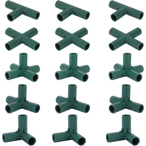 Lot de 15 Connecteurs De Cadre De Serre, Connecteurs d'angle pour Cadre De Jardin Tige d'hélice de 16 mm 4 Types de Support Stable Robuste pour Serre (1/4)