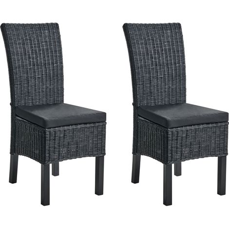 Set di 2 sedie da pranzo in rattan intrecciato nero Andes