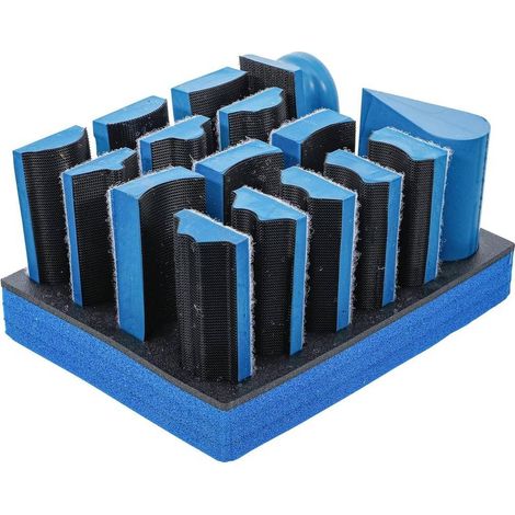 Bloc de Ponçage à Fixation Autoagrippant 16 pcs - 17 x 11.4 x 21.8 cm - Pratique et Efficace pour Ponçage Rapide - D-Work (1/5)