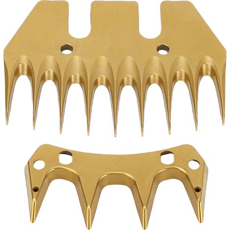 Lames de tondeuse pour mouton droites dorées 9 dents espacement 10 mm rechange pour tondre laine épaisse (1/5)