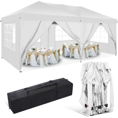 Tonnelle pliante 3x6m imperméable – 6 parois latérales amovibles – Résistante aux intempéries – Pour événements extérieurs, mariage, camping