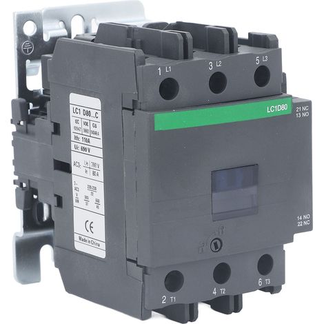 Contacteur AC 80A, 1 normalement ouvert et fermé, LC1D80 industriel, tension nominale 380V, bobine AC36V (1/5)