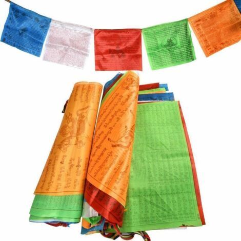 Décoratif de jardin 2 PCS Chaînes de Drapeaux de prière bouddhistes de 7M Fanions bouddhistes tibétains (35.5 x 35.5cm) Décoration extérieure,de (1/5)