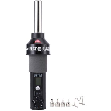 Pistola de aire caliente industrial con 4 boquillas, 450 W CA, con pantalla digital LCD y termostato. (1/5)
