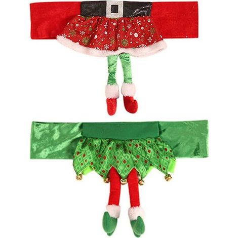 Housse de chaise de Noël, housses de chaise de Noël Elf 2 pièces (1/5)