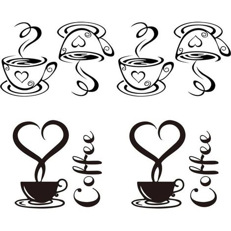 Hier ist die natürliche und flüssige deutsche Übersetzung:

4 Café-Aufkleber, Wandsticker für Restaurants, künstlerische Café-Deko