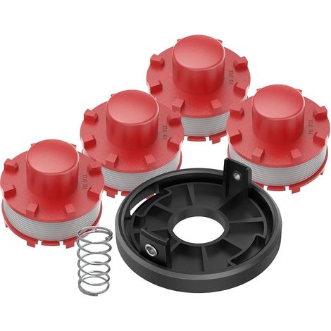 Carrete de hilo de repuesto, compatible con Einhell GE-CT 36/30Li E, accesorio para desbrozadora, reemplaza a Einhell 3405096 (4 carretes de repuesto + 1 cubierta para desbrozadora + 1 resorte) (1/5)