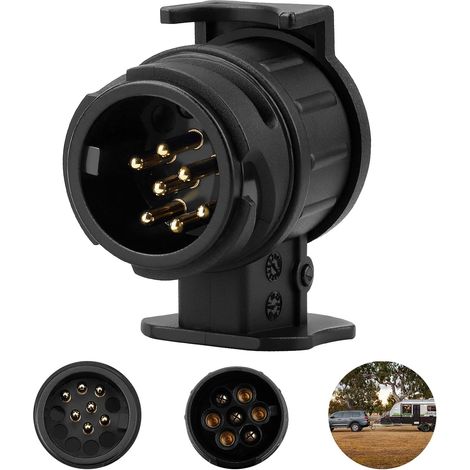 Adaptateur Prise remorque 13 vers 7 Broches Adapter für PKW und 12V Wasserdicht Adapter Anhänger 13 Auf 7 für Anhängerkupplung, Adapter für Pkw, Kfz und LKW (1/5)
