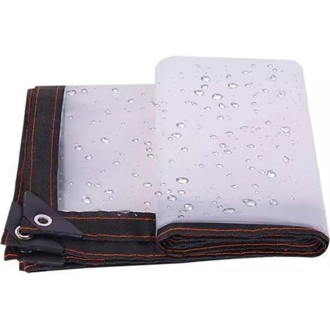 Bâche de protection imperméable 2x2M – PVC pliable indéchirable et coupe-vent – Transmission de lumière 90% – Œillets antirouille (1/4)