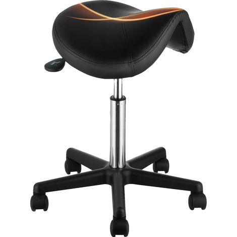 Tabouret de selle, cuir synthétique, hauteur réglable de 20,1 à 28 pouces, rotation à 360°, capacité de poids de 400 lbs, taille de coussin de 15,4 x 17,7 pouces (1/5)