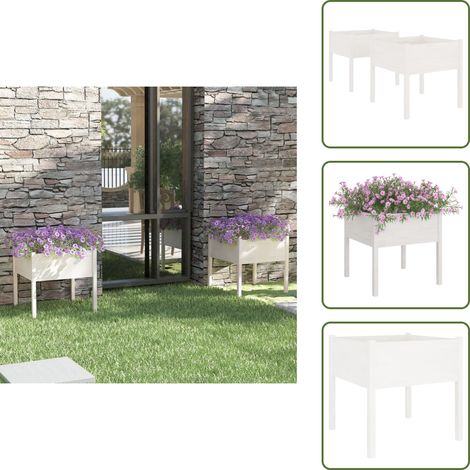 Pflanzkübel 2 Stk. Weiß 70x70x70 cm Massivholz Kiefer - Blumentopf - Kübel - Gartenmöbel - Holzpflanze - Outdoor Deko (1/5)