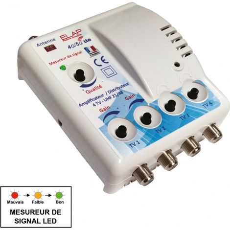 Amplificador terrestre de interior 4 salidas 23DB ELAP CENTRALE BRICO