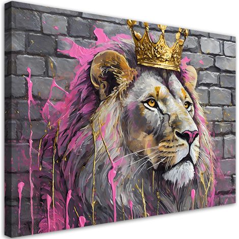 Quadro su tela, Re Leone Rosa - 120x80 (1/5)